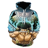 abordables Graphique de personnage de dessin animé et de film-One Piece Pellicule : Rouge Roronoa Zoro Sweat à capuche Dessin Animé Manga Animé 3D Poche avant Art graphique Pour Couple Homme Femme Adulte Impression 3D