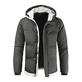 economico Piumini e parka da uomo-Per uomo Parka Tenere al caldo Ufficio Da tutti i giorni Colore puro Capispalla Abbigliamento Informale Casual quotidiano Verde Nero Bianco