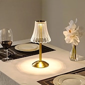 baratos Candeeiros de mesa-candeeiro de mesa de cristal estilo nórdico saia modelagem decoração do quarto atmosfera criativa, lâmpada noturna, recarregável, escurecimento de três engrenagens, fonte de alimentação usb