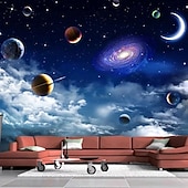 voordelige Behang-3d muurschildering behang zonnestelsel galaxy planet muursticker die print peel en stick verwijderbare pvc/vinyl materiaal zelfklevend/lijm vereist muur decor muurschildering voor woonkamer slaapkamer