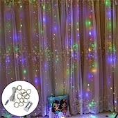 cheap USB String Lights-LED  Curtain String Lights 3x3M-300 LED 8 Modes USB with Remote 9 Colors for Home Room Bedroom Wedding Party Christmas Window Wall DecorationsRoom Decor
