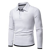 cheap Men&#039;s Classic Polo-Men&#039;s Polo Shirt Golf Shirt Casual Daily Classic Collar Button Down Collar Long Sleeve Casual Color Block Button Front Spring &amp; Summer Regular Fit Black White Navy Blue Light Grey Polo Shirt