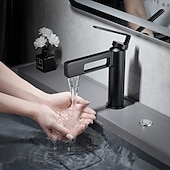 abordables Classiques-Robinet de lavabo de salle de bain, robinet de salle de bain noir, robinets de bain en forme de pistolet à un trou en laiton (noir/gris/chrome/doré)