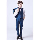 cheap Boy&#039;s Formal Suit-Boys 3D Solid Color Suit &amp; Blazer Formal Set Clothing Set Long Sleeve Spring Fall Vintage Tuxedo Gentle Cotton Kids Toddler 3-13 Years Formal Party Birthday Regular Fit
