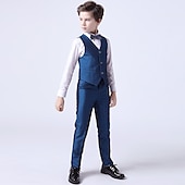 cheap Boy&#039;s Formal Suit-Boys 3D Solid Color Suit &amp; Blazer Formal Set Clothing Set Long Sleeve Spring Fall Vintage Tuxedo Gentle Cotton Kids Toddler 3-13 Years Formal Party Birthday Regular Fit