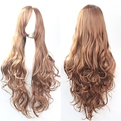 economico Parrucche da festa-parrucca cos parrucca 80 cm capelli ricci lunghi capelli ricci multicolori in seta ad alta temperatura parrucche anime di halloween