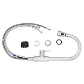 economico Rubinetti per lavello-miscelatore lavello da cucina con doccetta estraibile, rubinetto a scomparsa monocomando girevole a 360° rubinetti da cucina montati sul ponte in acciaio inox 304 nichelato spazzolato