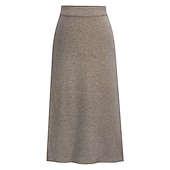 abordables Jupes unies-Femme Jupe Crochet Jupes de travail Mode basique Décontractées Midi Jupes Couleur Pleine Fendu Tricot Bureau / Carrière Plein Air caramel Noir Vin Kaki Automne Laineux