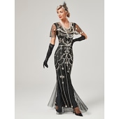 olcso Ruhák-Ordító 20-as évek 1920-as évek Koktélruha Flapper ruha Ruhák Álarcosbál Szabályos A nagy Gatsby Charleston Esküvői Vendég Flitter Női Mindszentek napja Farsang Álarcos mulatság Farsang Esküvő Esküvői