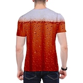 abordables T-shirts 3D-Homme Graphic Bulle Bière Chemise T shirt Manche Courte T-shirt 3D effet Col Rond Chemise Vêtement de rue Exagéré du quotidien Sortie Fête d&#039;Octobre Vert Claire Rouge Bleu Vêtement Tenue Normal S M L
