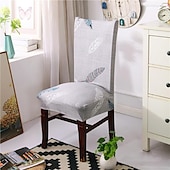 abordables Couverture de chaise de salle à manger-Housse de chaise de salle à manger géométrique 1 pièce, housse de siège extensible, housse de protection de chaise pour salle à manger, mariage, décoration de Noël
