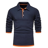 cheap Men&#039;s Classic Polo-Men&#039;s Polo Shirt Golf Shirt Casual Daily Classic Collar Button Down Collar Long Sleeve Casual Color Block Button Front Spring &amp; Summer Regular Fit Black White Navy Blue Light Grey Polo Shirt