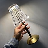 baratos Candeeiros de mesa-candeeiro de mesa de cristal estilo nórdico saia modelagem decoração do quarto atmosfera criativa, lâmpada noturna, recarregável, escurecimento de três engrenagens, fonte de alimentação usb