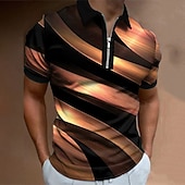 Men's Graphic Neon Zip Polo Shirts Golf Shirt Short Sleeve Polo Shirts Collared Shirts Casual Vacation Wear Rave Wear Party Outfits 3D Print Quarter Zip Polo Black Red Blue 11