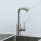 economico Rubinetti per lavello-rubinetto della cucina, maniglia singola in acciaio inossidabile 304 un foro nichel spazzolato estraibile / pull-down / beccuccio standard centerset rubinetti da cucina contemporanei minimalisti /