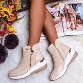 ieftine Botine-Pentru femei Unisex Cizme Pantofi de piele intoarsa Mărime Plus Size Muncă Zilnic Ghete Botine Vârf rotund Sportiv Epocă Piele de Căprioară Fermoar Negru Albastru piscină Maro