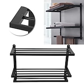 economico Portasciugamani-portasciugamani in alluminio per bagno, portasciugamani da parete a 3 strati porta asciugamani da bagno 60 cm (nero/argento/grigio canna di fucile)