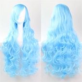 economico Parrucche da festa-parrucca cos parrucca 80 cm capelli ricci lunghi capelli ricci multicolori in seta ad alta temperatura parrucche anime di halloween