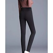 cheap Plain Leggings-Women&#039;s Solid Color Thermal Warm Soft High Elasticity Athletic Athleisure Black Black+Gray Fall Winter