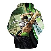 abordables Graphique de personnage de dessin animé et de film-One Piece Pellicule : Rouge Roronoa Zoro Sweat à capuche Dessin Animé Manga Animé 3D Poche avant Art graphique Pour Couple Homme Femme Adulte Impression 3D