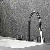 economico Multiforo-rubinetto lavabo bagno - girevole / classico rubinetti vasca da bagno a due manici e tre fori diffusi elettroplaccati