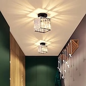 economico Lampade da soffitto-14 cm tondo quadrato cristallo plafoniera led lampadario corridoio luce oro nero argento luci montaggio a filo metallo elettrolitico moderno stile nordico regalo per amici di famiglia 220-240 v