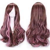 economico Parrucche da festa-parrucca cos parrucca 80 cm capelli ricci lunghi capelli ricci multicolori in seta ad alta temperatura parrucche anime di halloween