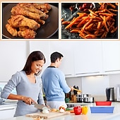 cheap Cooking Utensils-2 Pack Air Fryer Silicone Pot, Food Safe Nonstick Air Fryer Silicone, Heat Resistant, Easy Clean, Reusable Replacement Flammable Parchment Liner, Suitable for Fryer, Oven, Microwave