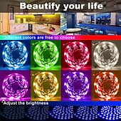 abordables Contrôle WiFi et musique-5 m led bandes lumineuses bluetooth app rgb smd 2835 ip20 luces flexible lampe ruban diode dc12v décoration de fête à la maison
