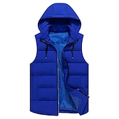 cheap Men&#039;s Vest-Men&#039;s Puffer Vest Thermal Warm Breathable Lightweight Winter Autumn / Fall Solid Color Black White Red Blue Puffer Jacket
