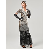billiga Klänningar-Glada 20-talet 1920-talet Cocktail klänning Flapper-klänning Klänningar Maskerad Den store Gatsby charleston Bröllopsgäst Paljetter Vanligt Dam Karnival Maskerad Karnival Bröllop Bröllopsgäst Vuxna