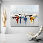 cheap Landscape Paintings-Handmade Oil Painting Canvas Wall Art Decorative Abstract Knife Painting Landscape White For Home Decor Rolled Frameless Unstretched Painting