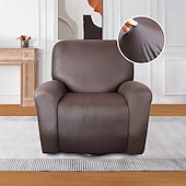 abordables Silla reclinable y con alas-Fundas para sillones reclinables, fundas de cuero elásticas para sofás reclinables de 1 plaza, juego de 4 fundas para sillones reclinables de un solo asiento, licra suave, lavables a máquina