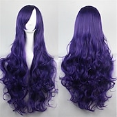 economico Parrucche da festa-parrucca cos parrucca 80 cm capelli ricci lunghi capelli ricci multicolori in seta ad alta temperatura parrucche anime di halloween