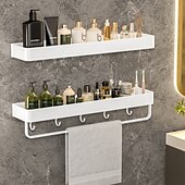 economico Mensole per il bagno-doccia caddy bagno scaffali a parete bianco dell&#039;organizzatore di immagazzinaggio cremagliera bagno cucina bagno hardware ciondolo bagno scaffale spazio doccia in alluminio cremagliera angolo mensola