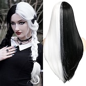 economico Parrucche trendy sintetiche-ombre bluastro parrucca verde ondulata lunga parte centrale parrucca teal blue wig resistente al calore capelli sintetici sirena parrucche per le donne festa di natale parrucche