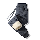 abordables pantalones casuales-Hombre Sherpa Persona que practica jogging Pantalones de invierno Pantalones Pantalones casuales Bolsillo Correa Cintura elástica Plano Impermeable Templado Diario Ropa de calle Moda Moderno Negro