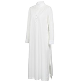 olcso design pamut és len ruhák-Női Fehér Medence Nyár Tavasz Ősz Extra méret Maxiruha Pamut vászon ruhák Ingruha Pamut vászon ruha Retro Alap Alkalmi Otthon Napi Laza öltözet Vágott nyak