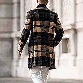 billiga lättviktsrock för män-Herr Vinterkappa Rock Kappa Sport &amp; Utomhus Dagliga kläder Håller värmen Andningsfunktion Ficka Mönster Höst vinter Rutig Mode Affär Nedvikt Lång Normal Gul Blå Purpur Brun Grön Jacka