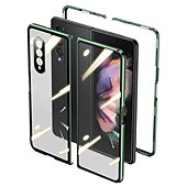 Χαμηλού Κόστους Samsung Θήκη-Θήκη τηλεφώνου για Samsung Galaxy Z Fold 5 Z Fold 4 Z Fold 3 Z Fold 2 με μαγνητική προσκόλληση αναστρέψιμη καθρέφτη διαφανής διαφανές γυαλί tempered μέταλλο