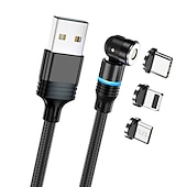 levne Kabely pro mobilní telefony-Vícenásobný nabíjecí kabel 0,5M (1.5Ft) 3,3 stop 6,6 stop USB A na Lightning / micro / USB C 2.4 A Nabíjecí kabel Rychlé nabíjení Nylonové pletené 3 v 1 Magnetické Pro Samsung Xiaomi Huawei Doplňky k