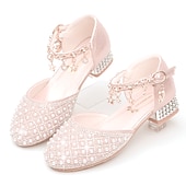 cheap Kids&#039; Princess Shoes-Girls&#039; Heels Daily Glitters Dress Shoes Heel Leather PU Portable Breathability Non-slipping Princess Shoes Big Kids(7years +) Little Kids(4-7ys) School Wedding Party Walking Shoes Dancing Pearl