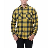 economico camicie di flanella-Per uomo Camicia Camicia di flanella Giacca camicia Sopracamicia Plaid Streetwear Quotidiano Nero Bianco Giallo Rosso Manica Lunga Collo ripiegato Primavera &amp; Autunno Abbigliamento Bottonato