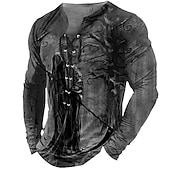 billiga skalle &amp; ben-Herr T-shirt T-shirts Grafisk Häftig dödskalle Mänsklig Krage Kläder 3D-tryck Utomhus Gata Långärmad Spetsknuten Mönster Designer Stylish Vintage Grundläggande