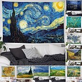 billige kunsttepper-van gogh maleri stor vegg billedvev kunst dekor teppe gardin hengende hjem soverom stue dekorasjon polyester