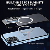 abordables Coques iPhone-téléphone Coque Pour iPhone 14 Pro Max Plus iPhone 13 12 11 Pro Max Adsorption Magnétique Avec Magsafe Double Face Antichoc Verre Trempé Métal