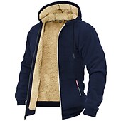 cheap Fleece Sweatshirts-Men&#039;s Zip Hoodie Sweatshirt Sweat Jacket Sherpa Black White Wine Army Green Navy Blue Hooded Solid Color Zipper Cool Basic Casual Winter Clothing Apparel Hoodies Sweatshirts  Long Sleeve