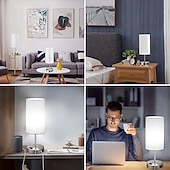 baratos candeeiro de mesa e chão-Lâmpadas de cabeceira com porta de carregamento usb sensor de toque para quarto sala de leitura proteção para os olhos moderno contemporâneo estilo nórdico
