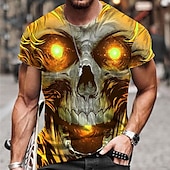 preiswerte Schädel &amp; Knochen-Herren Unisex Totenkopf Motiv Grafik-Drucke T Shirt Halloween-Shirt Kurzarm T-Shirt 3D-Druck Rundhalsausschnitt Hemd Sport Designer Brautkleider schlicht Outdoor Strasse Täglich Gelb Rosa Blau Sommer