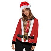 billige Morsomme julegensere og -gensere-Snømann Jerseysjakke Hattetrøje Pullover Morsom julegenser 3D-utskrift Herre Dame Jul Karneval Maskerade julaften Jul Voksen Fest Jul Topp